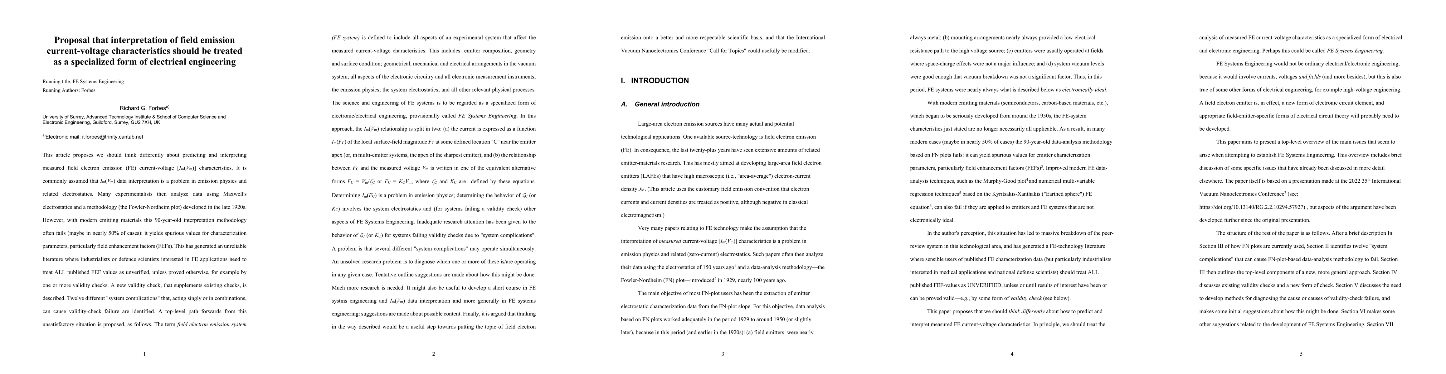 Thumbnail for Proposal that interpretation of field emission current-voltage
  characteristics should be treated as a specialized form of electrical
  engineering