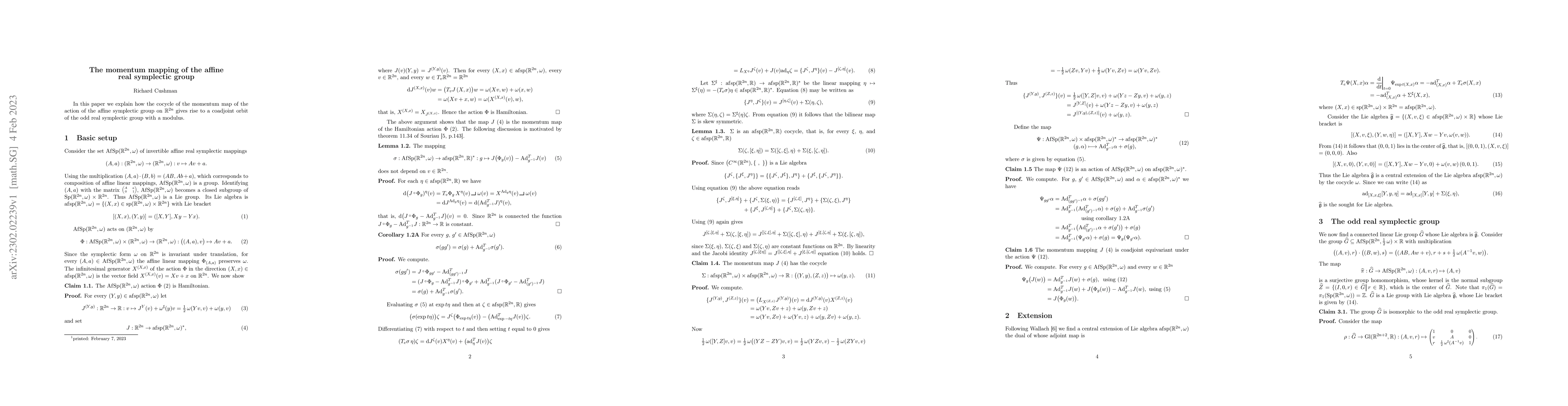 Thumbnail for The momentum map of the affine real symplectic group