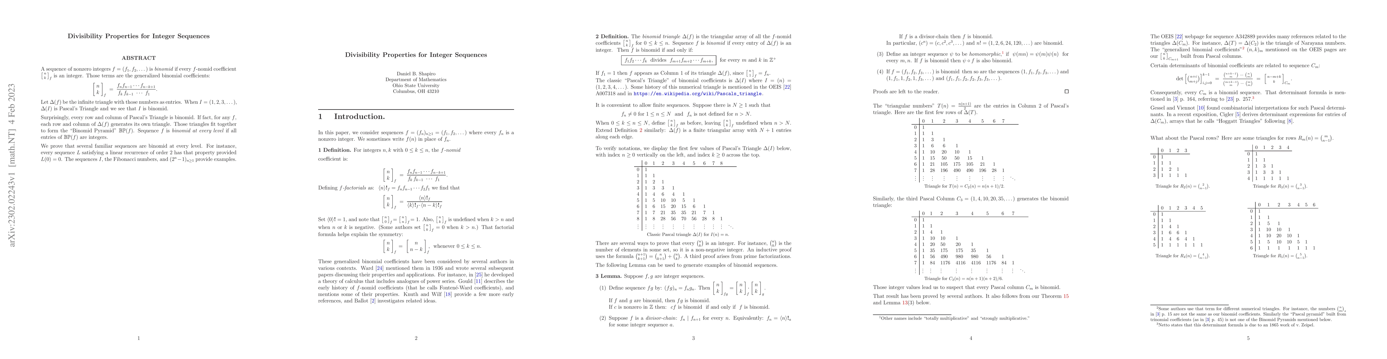 Thumbnail for Divisibility Properties of Integer Sequences