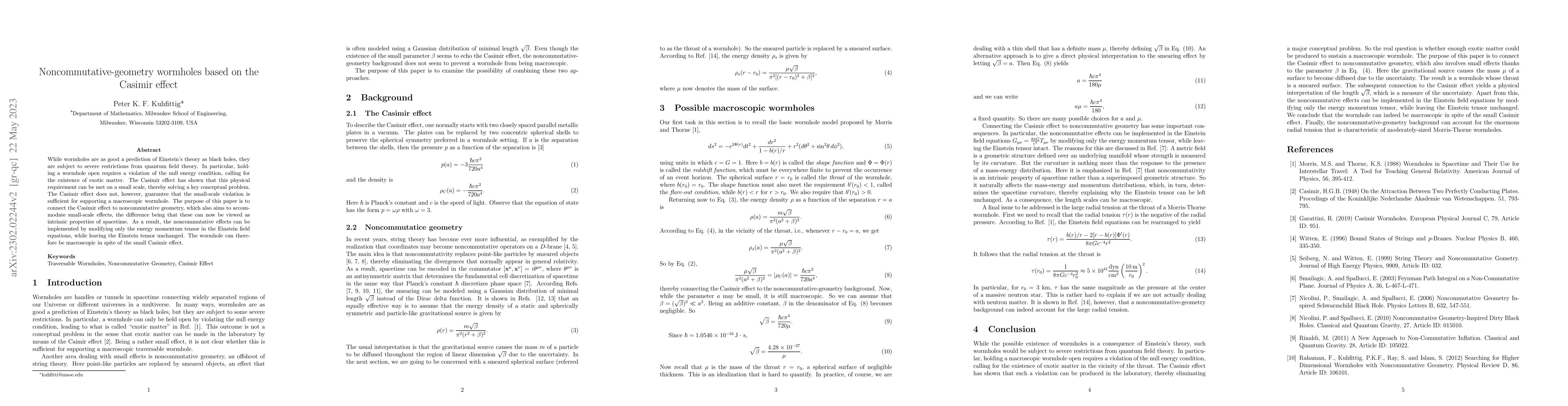 Thumbnail for Noncommutative-geometry wormholes based on the Casimir effect