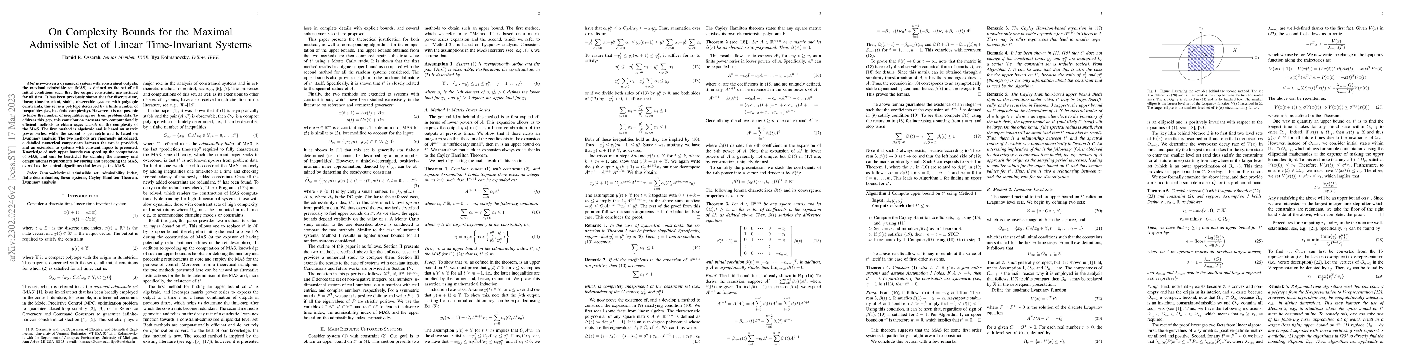 Thumbnail for On Complexity Bounds for the Maximal Admissible Set of Linear
  Time-Invariant Systems