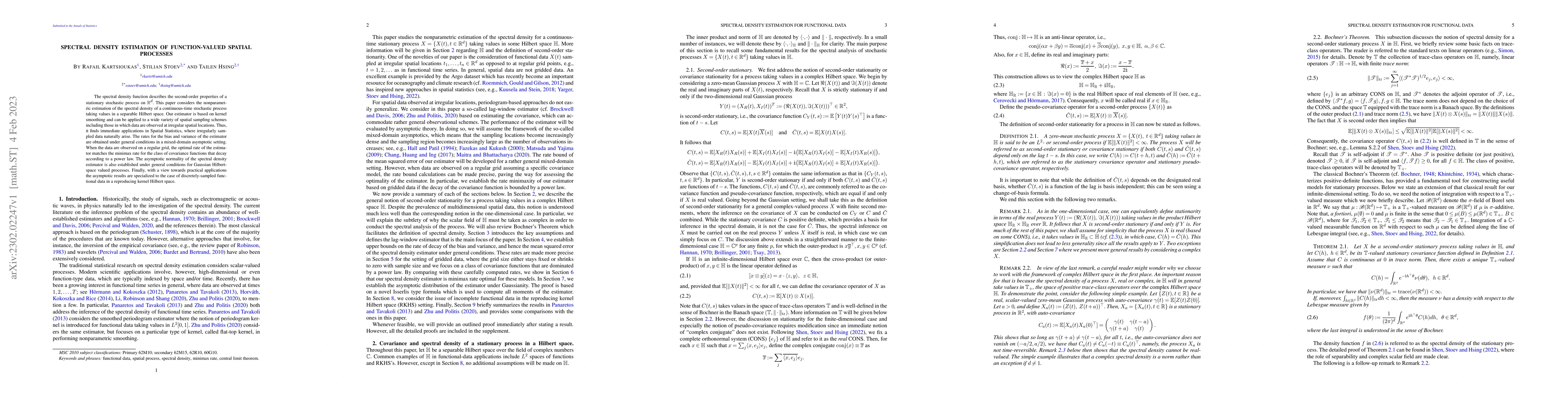 Thumbnail for Spectral Density Estimation of Function-Valued Spatial Processes