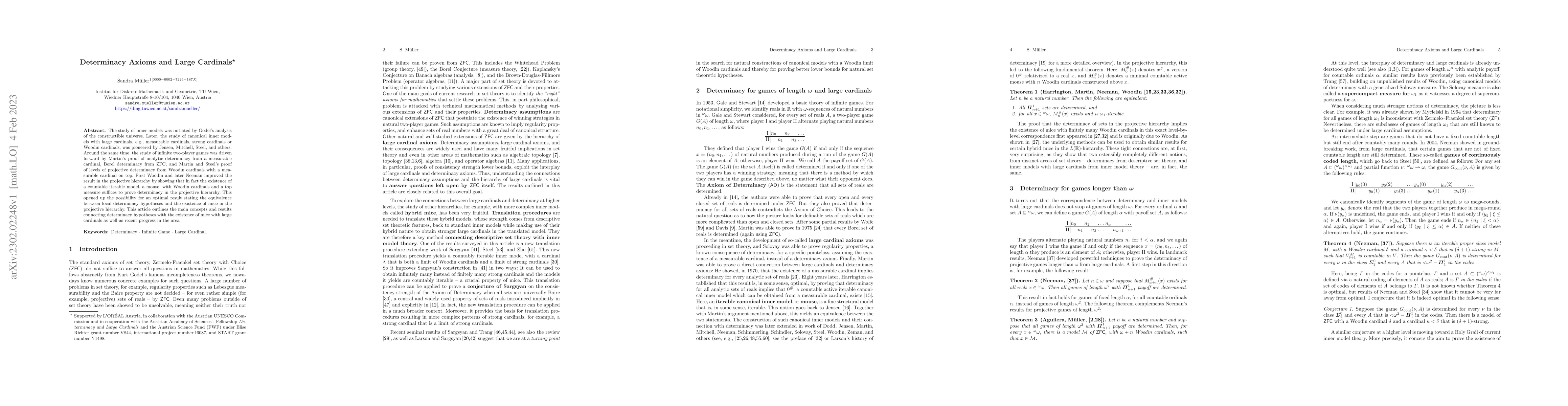 Thumbnail for Determinacy and Large Cardinals