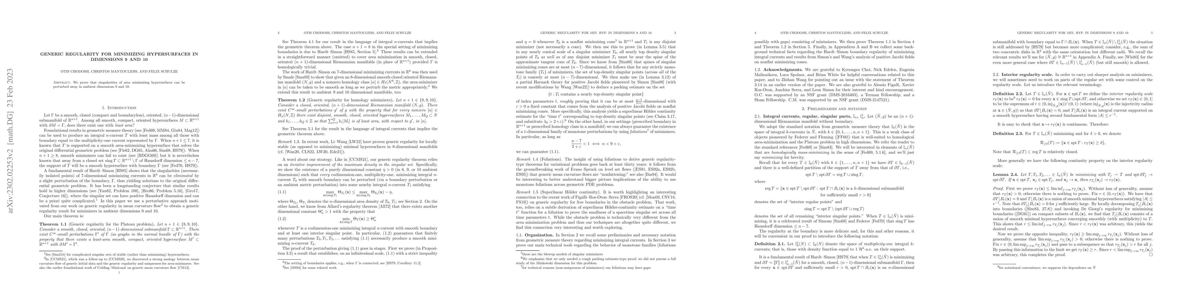 Thumbnail for Generic regularity for minimizing hypersurfaces in dimensions 9 and 10