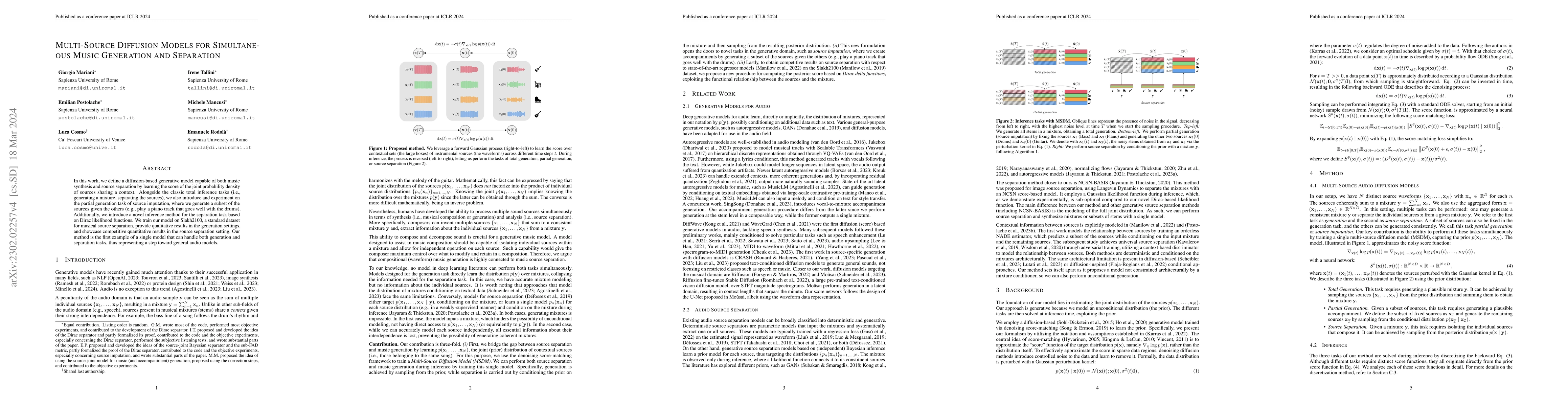 Thumbnail for Multi-Source Diffusion Models for Simultaneous Music Generation and
  Separation