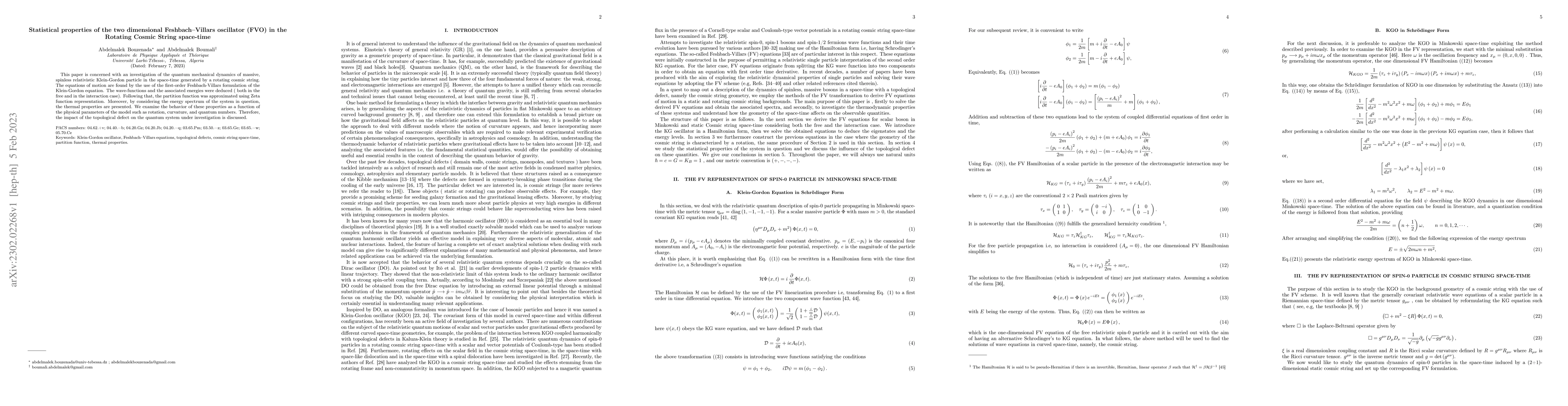 Thumbnail for Statistical proerties of the two-dimensional Feshbach-illars oscillator
  (FVO) in the rotating cosmic string