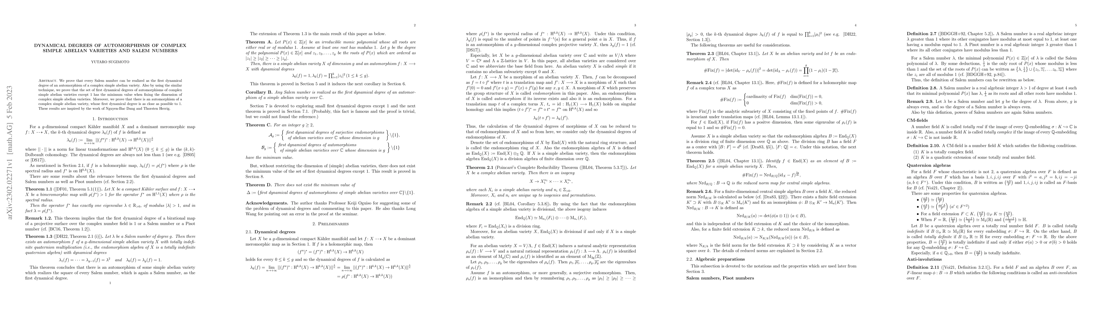 Thumbnail for Dynamical degrees of automorphisms of complex simple abelian varieties
  and Salem numbers