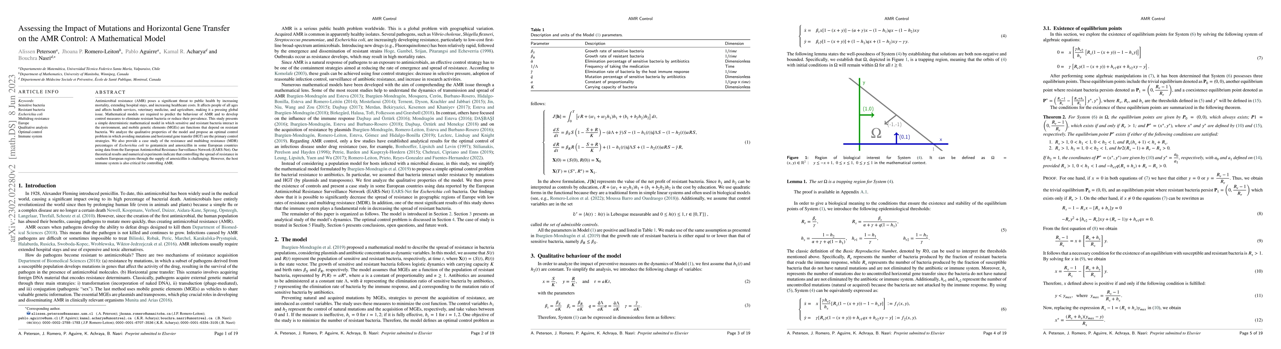 Thumbnail for Assessing the Impact of Mutations and Horizontal Gene Transfer on the
  AMR Control: A Mathematical Model