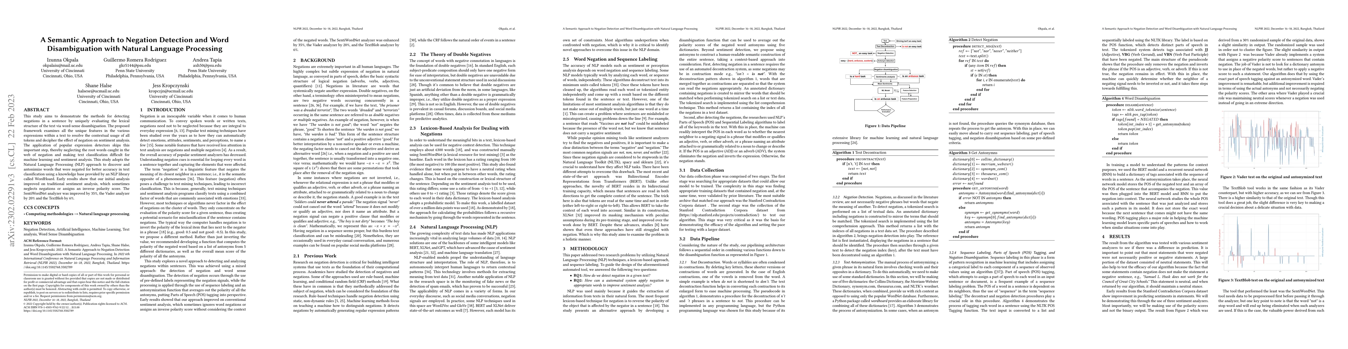Thumbnail for A Semantic Approach to Negation Detection and Word Disambiguation with
  Natural Language Processing