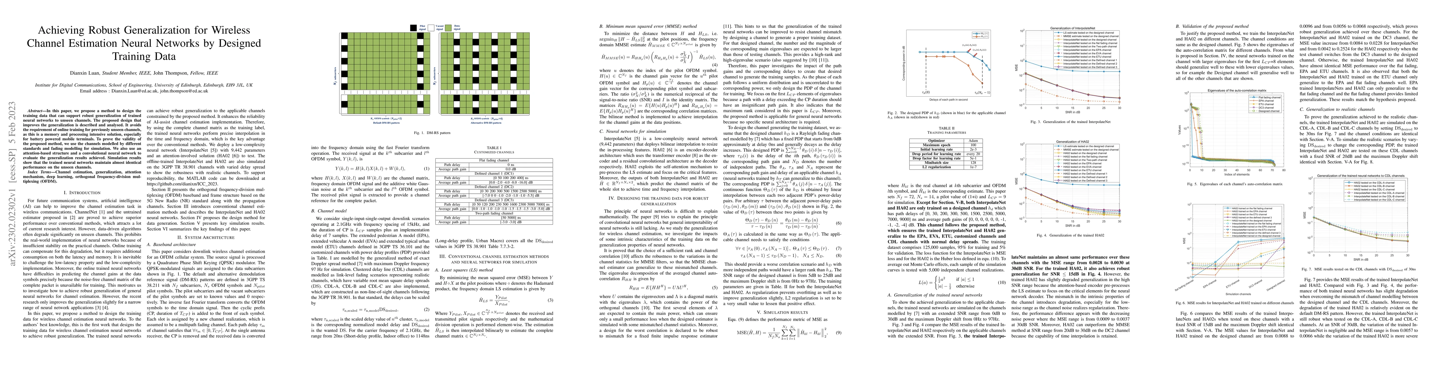 Thumbnail for Achieving Robust Generalization for Wireless Channel Estimation Neural
  Networks by Designed Training Data