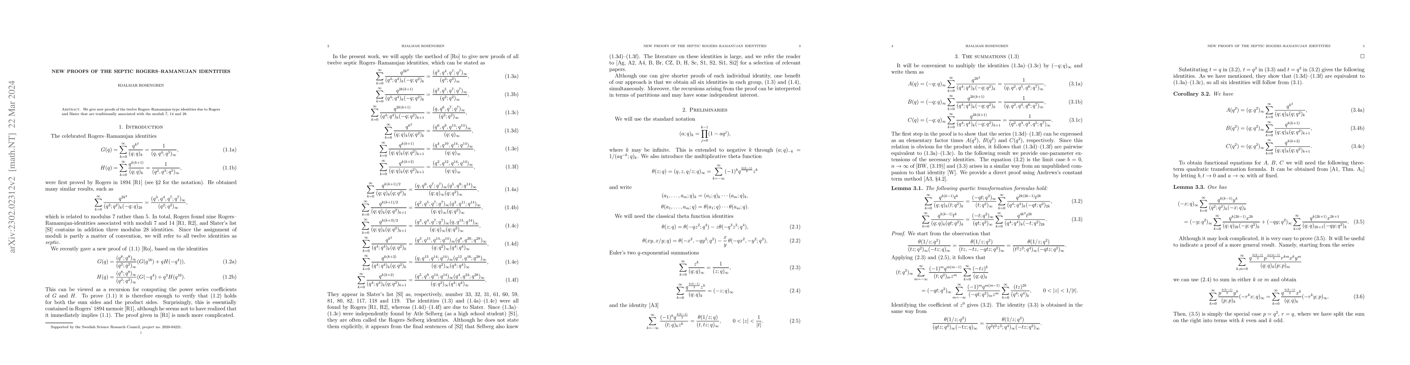 Thumbnail for New proofs of the septic Rogers-Ramanujan identities