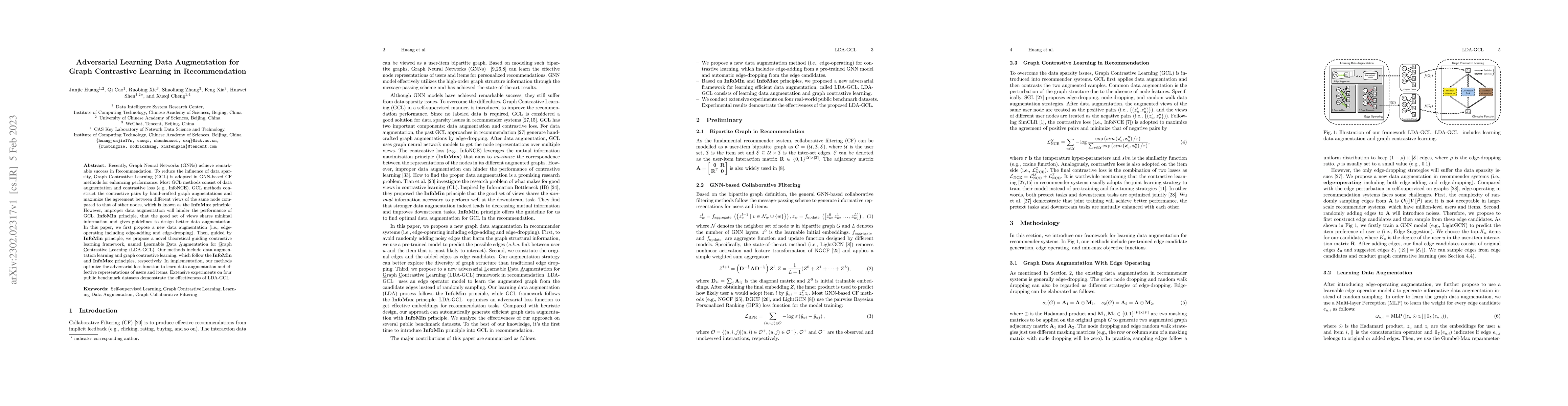 Thumbnail for Adversarial Learning Data Augmentation for Graph Contrastive Learning in
  Recommendation
