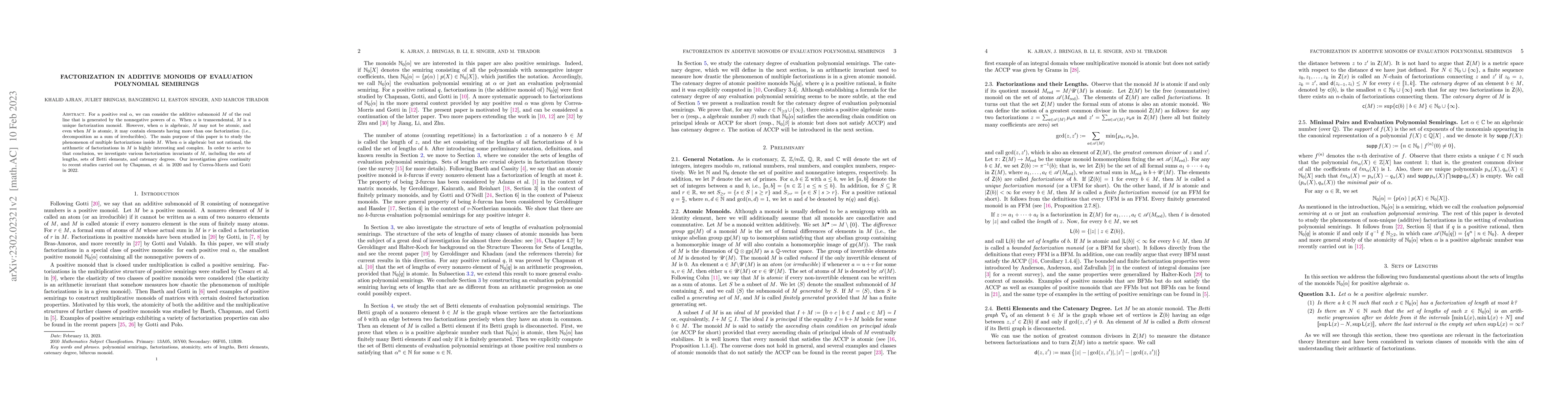 Thumbnail for Factorization in Additive Monoids of Evaluation Polynomial Semirings