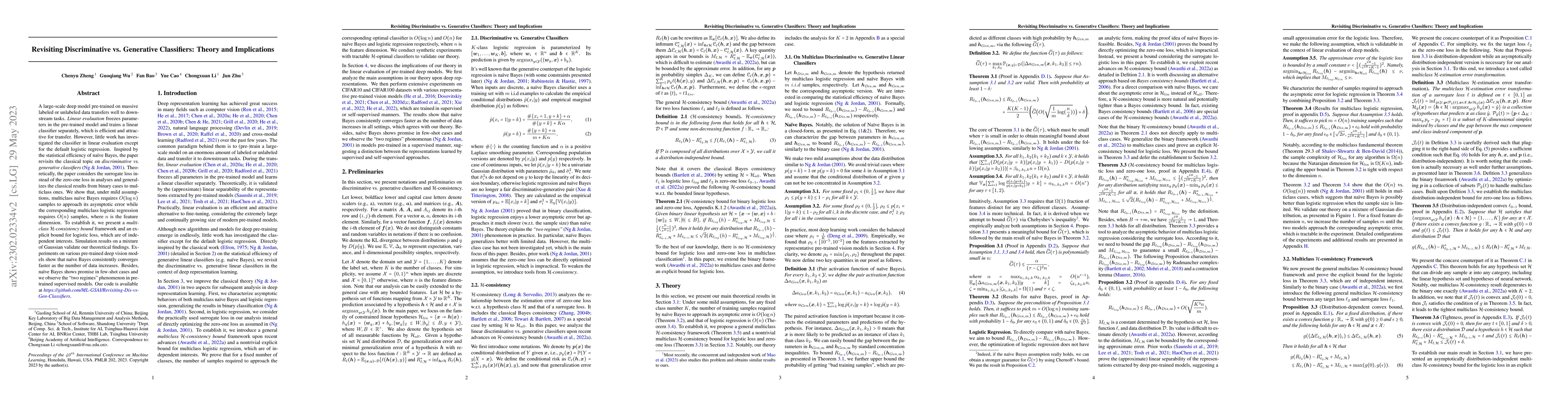 Thumbnail for Revisiting Discriminative vs. Generative Classifiers: Theory and
  Implications