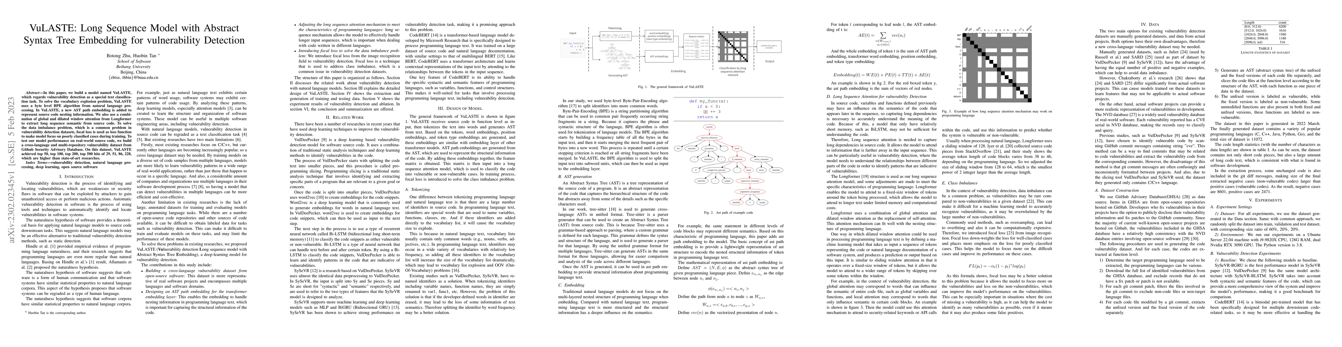 Thumbnail for VuLASTE: Long Sequence Model with Abstract Syntax Tree Embedding for
  vulnerability Detection