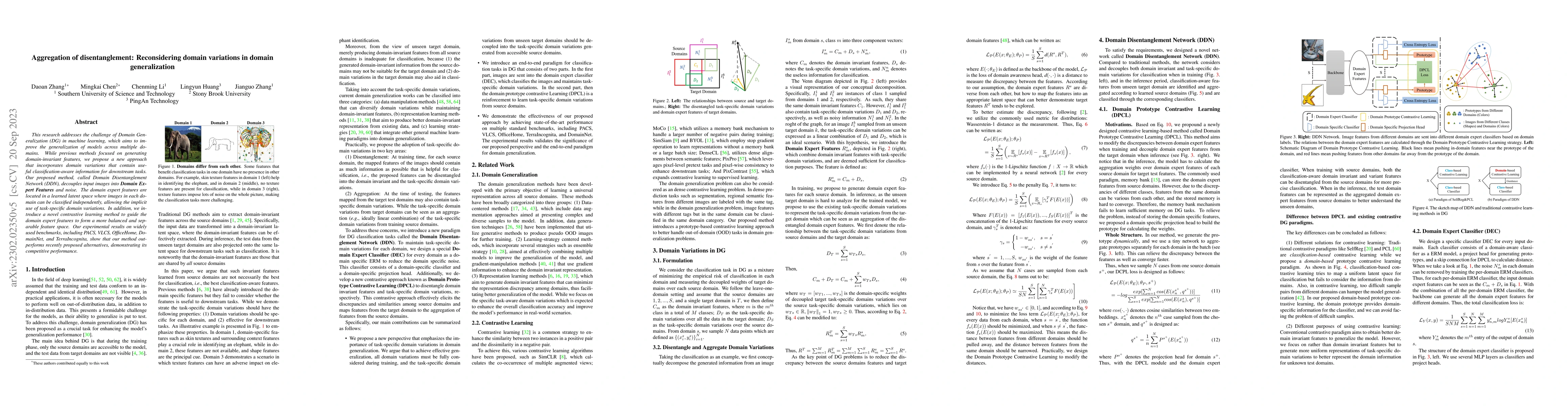 Thumbnail for Aggregation of Disentanglement: Reconsidering Domain Variations in
  Domain Generalization