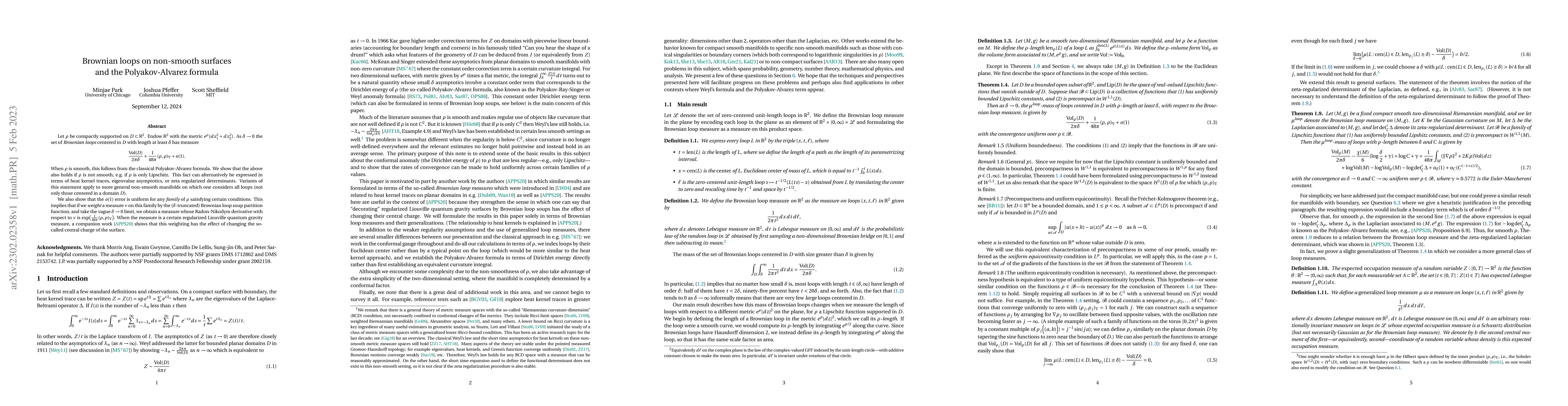 Thumbnail for Brownian loops on non-smooth surfaces and the Polyakov-Alvarez formula