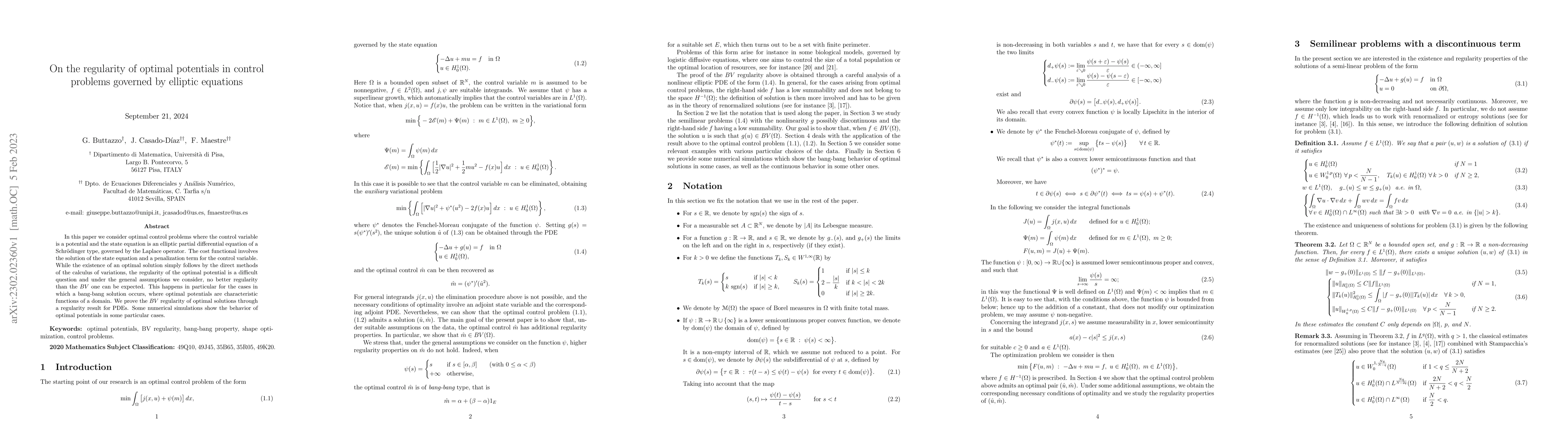 Thumbnail for On the regularity of optimal potentials in control problems governed by
  elliptic equations