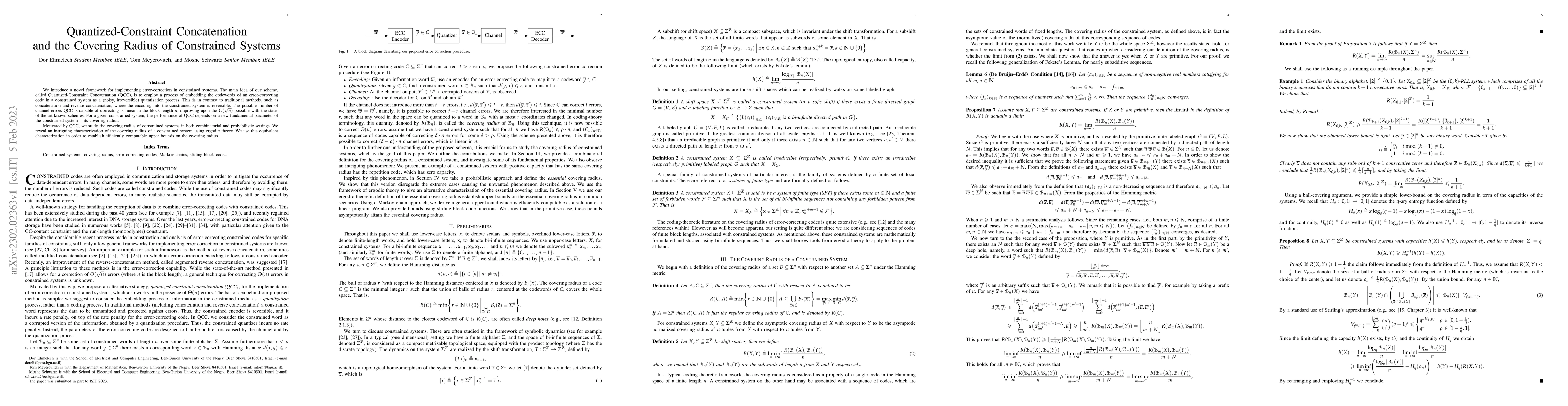 Thumbnail for Quantized-Constraint Concatenation and the Covering Radius of
  Constrained Systems