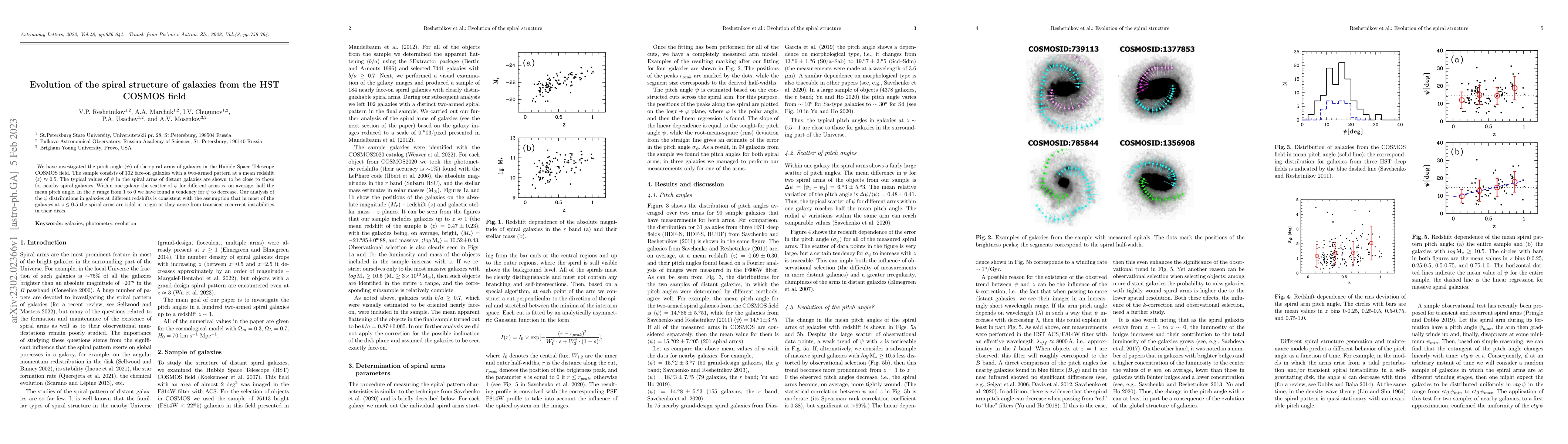 Thumbnail for Evolution of the spiral structure of galaxies from the HST COSMOS field