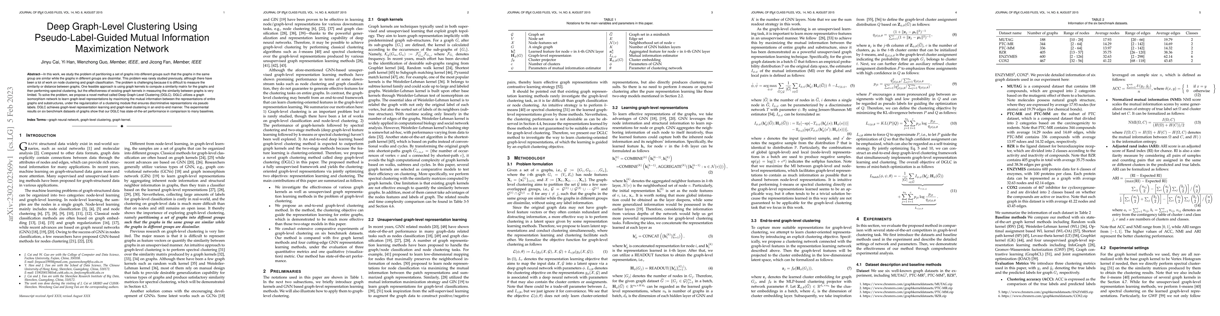 Thumbnail for Deep Graph-Level Clustering Using Pseudo-Label-Guided Mutual Information
  Maximization Network