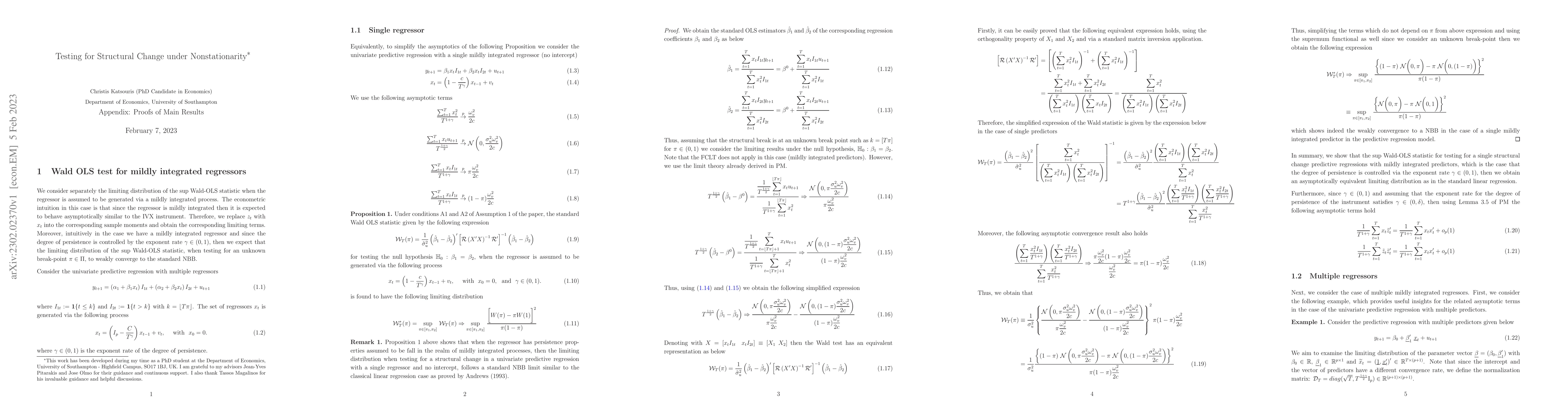 Thumbnail for Testing for Structural Change under Nonstationarity