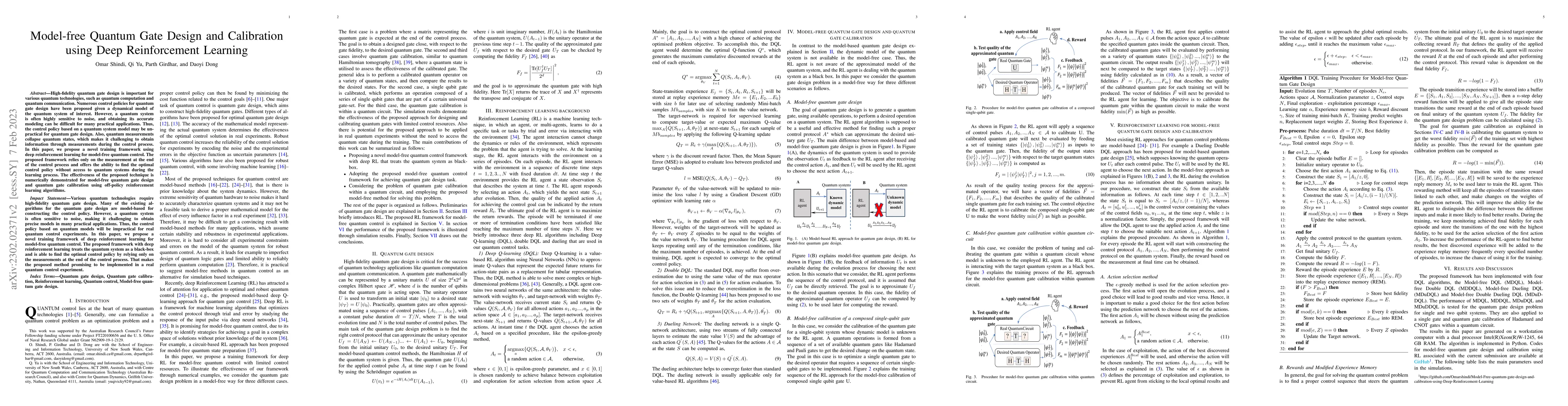 Thumbnail for Model-free Quantum Gate Design and Calibration using Deep Reinforcement
  Learning
