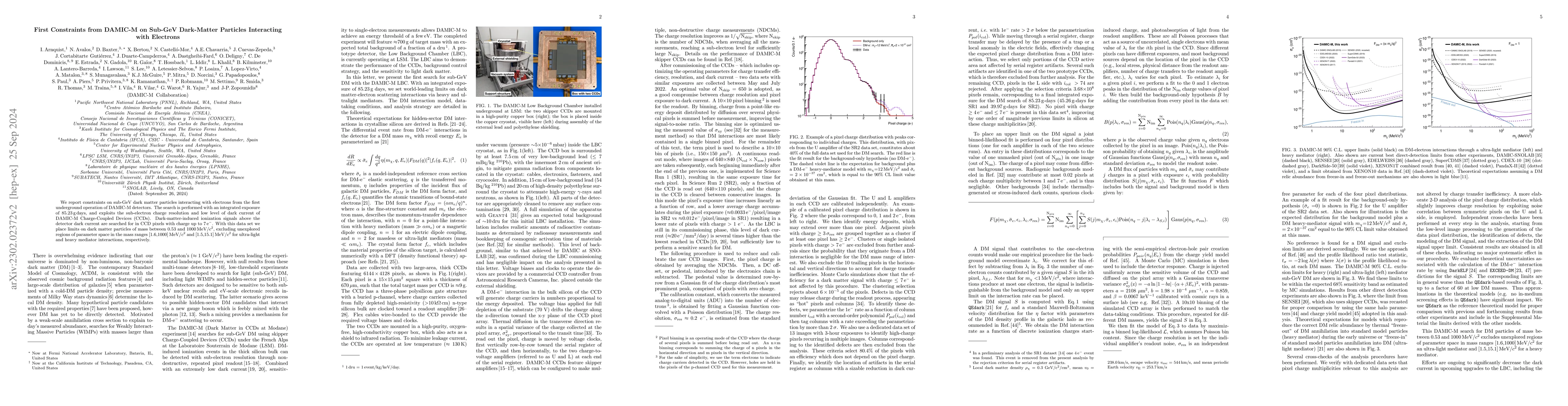 Thumbnail for First Constraints from DAMIC-M on Sub-GeV Dark-Matter Particles
  Interacting with Electrons