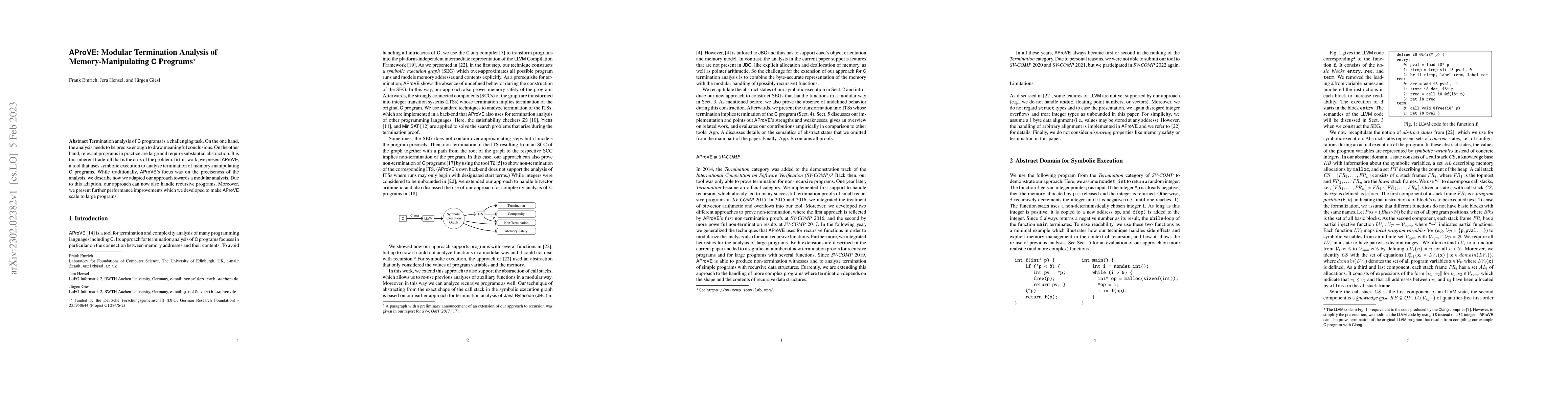 Thumbnail for AProVE: Modular Termination Analysis of Memory-Manipulating C Programs