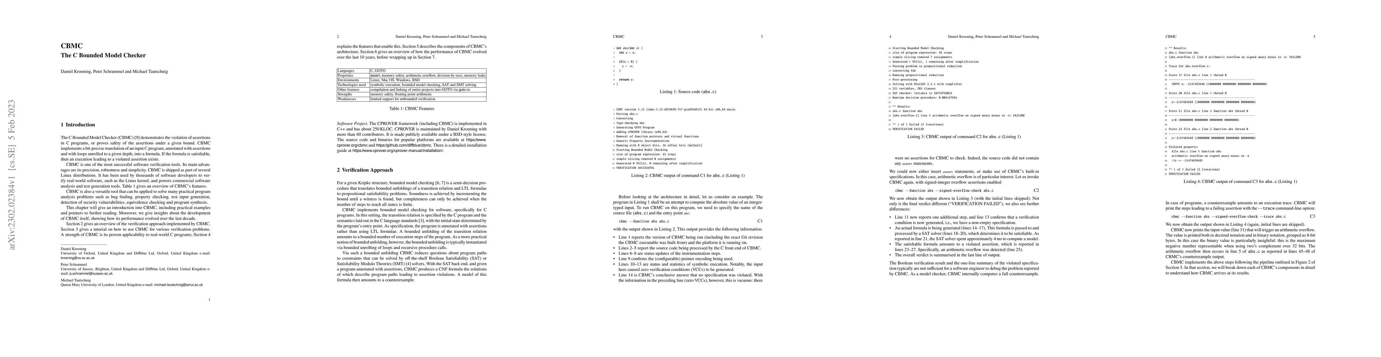 Thumbnail for CBMC: The C Bounded Model Checker