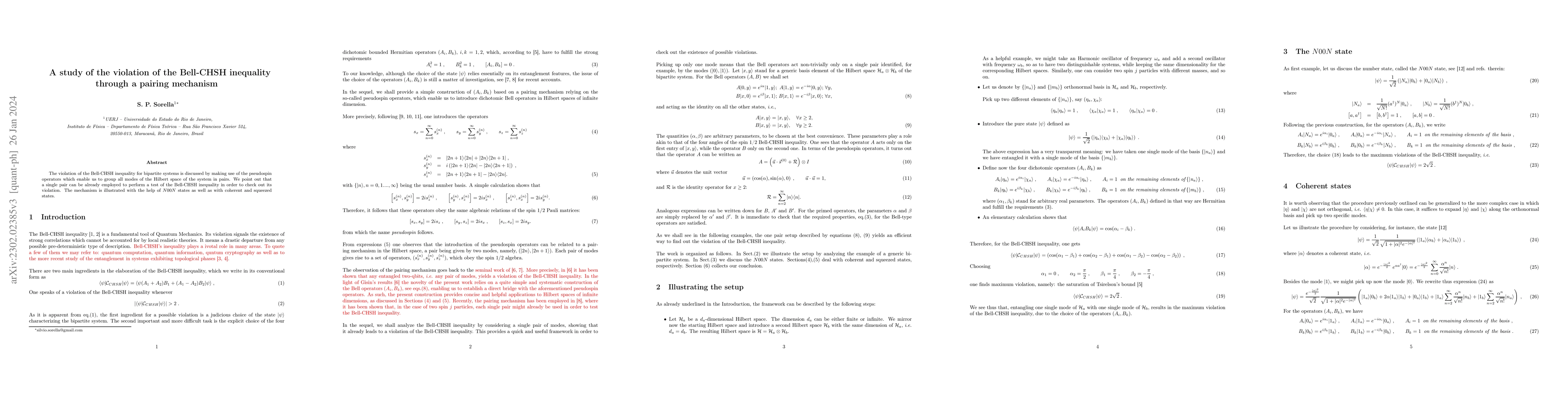 Thumbnail for A study of the violation of the Bell-CHSH inequality through a pairing
  mechanism