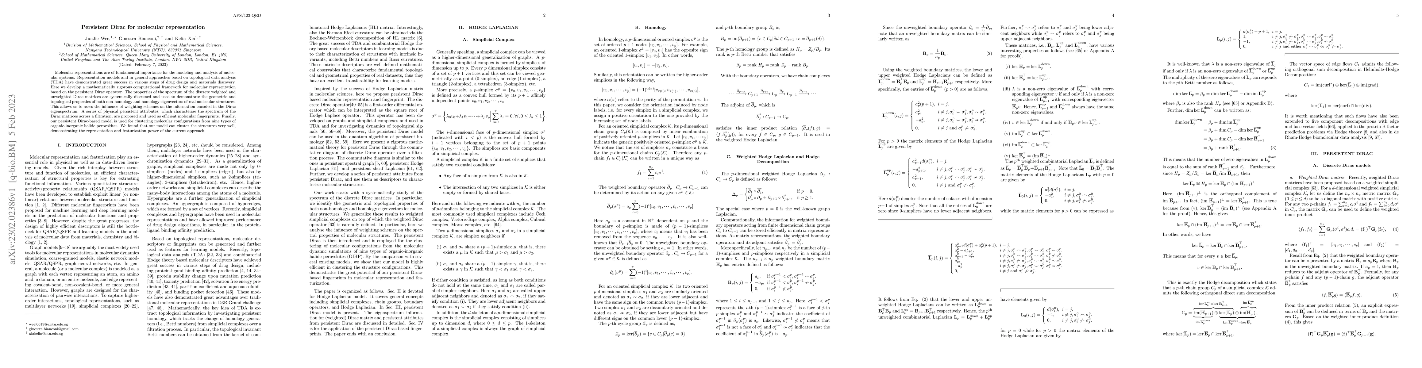 Thumbnail for Persistent Dirac for molecular representation