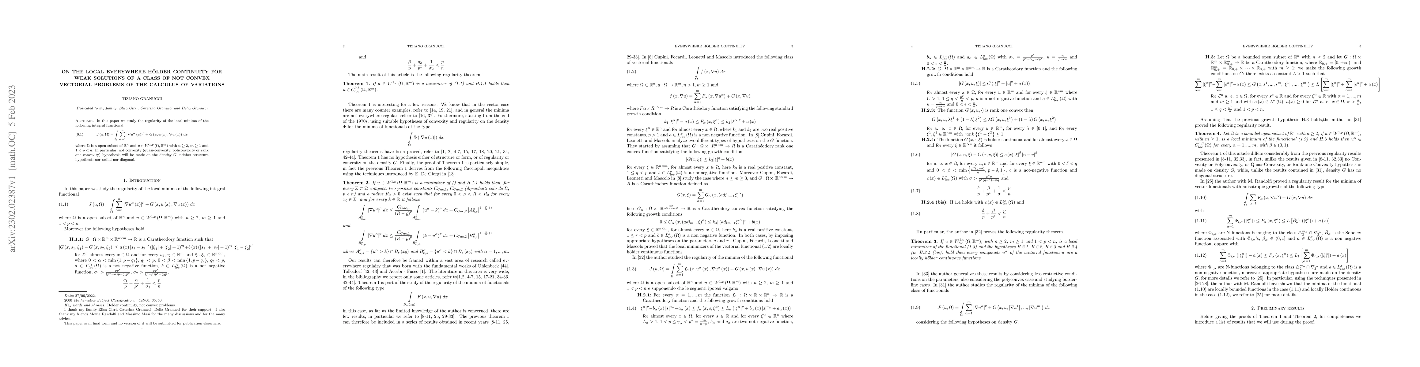 Thumbnail for On the local everywhere H\"older continuity for weak solutions of a
  class of not convex vectorial problems of the Calculus of Variations