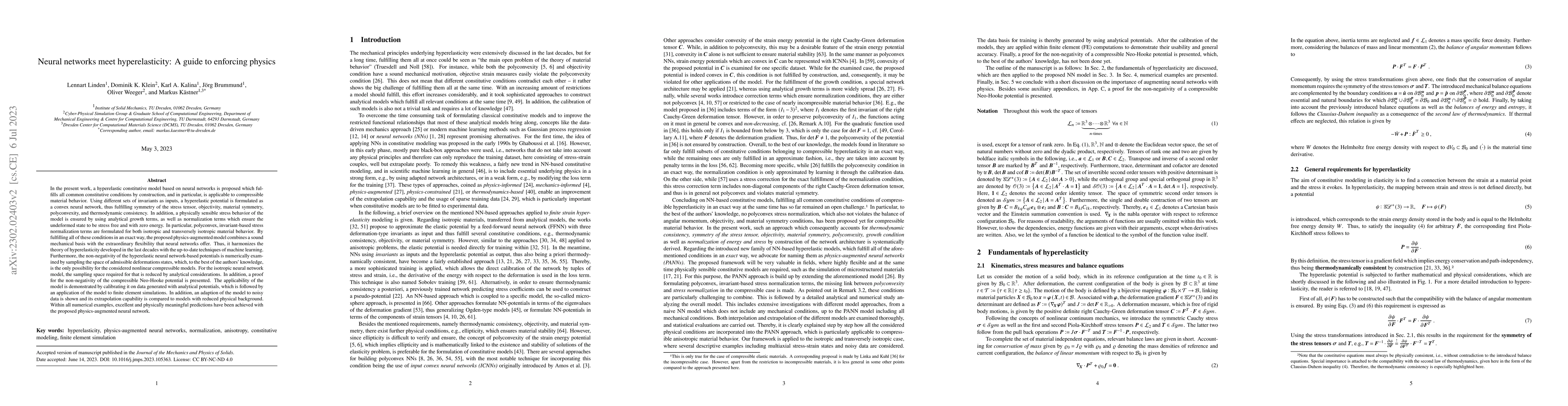 Thumbnail for Neural networks meet hyperelasticity: A guide to enforcing physics