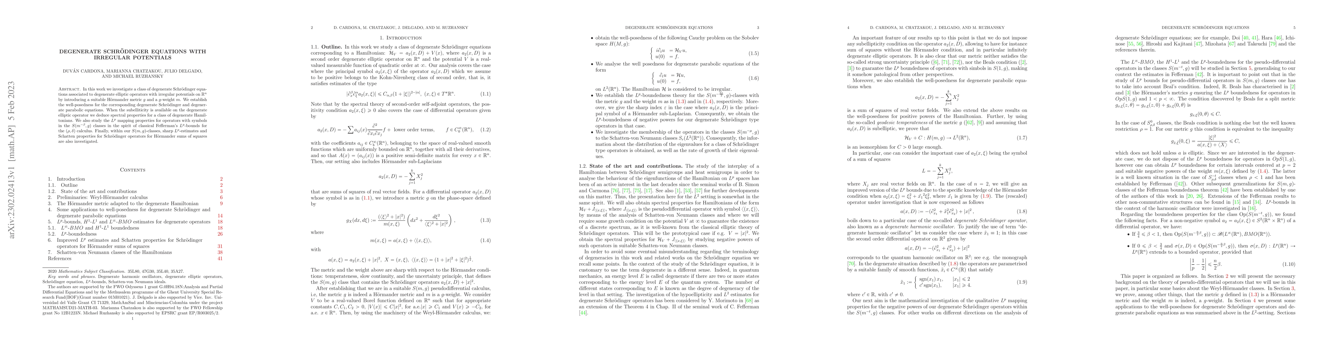Thumbnail for Degenerate Schr\"odinger equations with irregular potentials