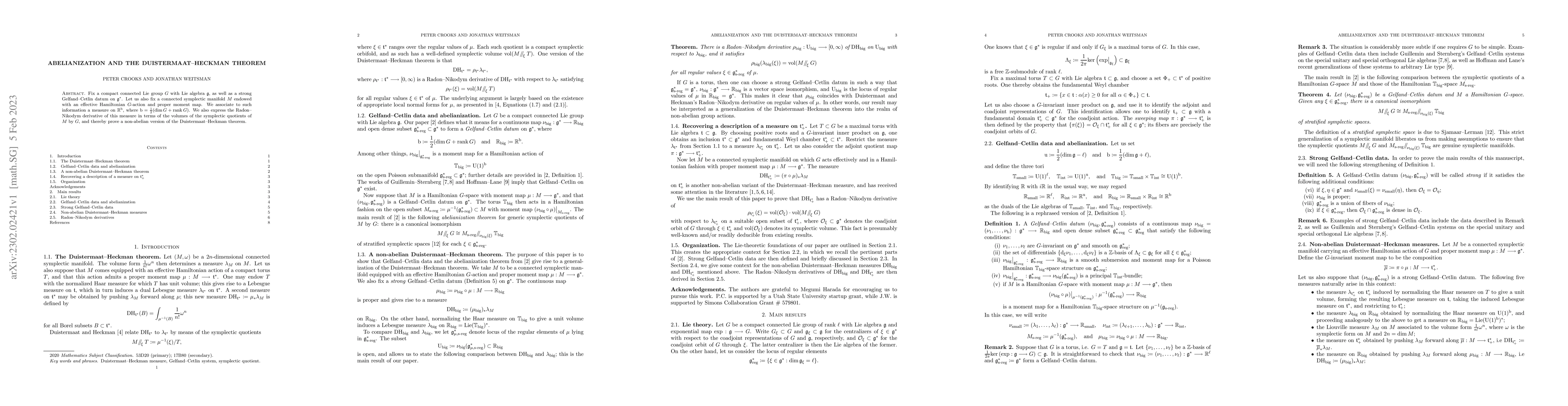 Thumbnail for Abelianization and the Duistermaat-Heckman theorem