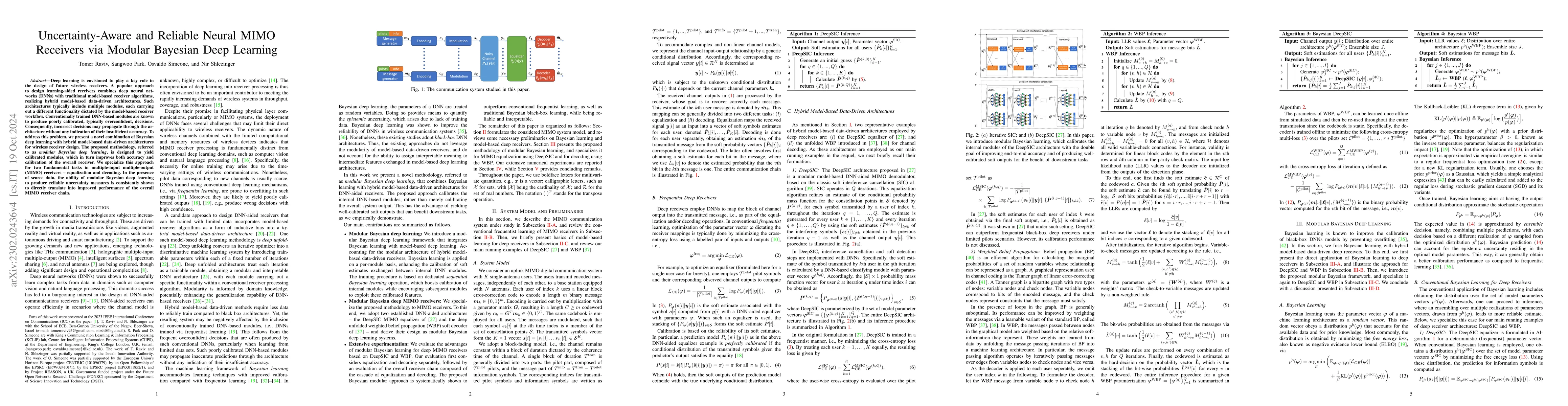 Thumbnail for Uncertainty-Aware and Reliable Neural MIMO Receivers via Modular
  Bayesian Deep Learning