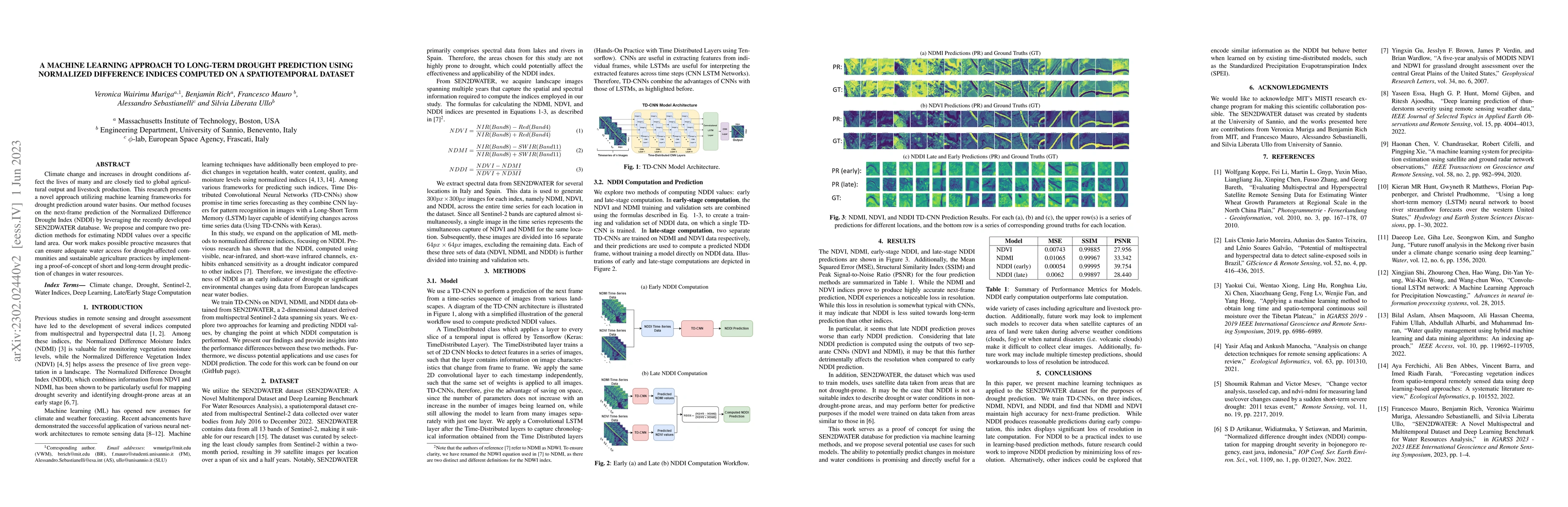 Thumbnail for A Machine Learning Approach to Long-Term Drought Prediction using
  Normalized Difference Indices Computed on a Spatiotemporal Dataset