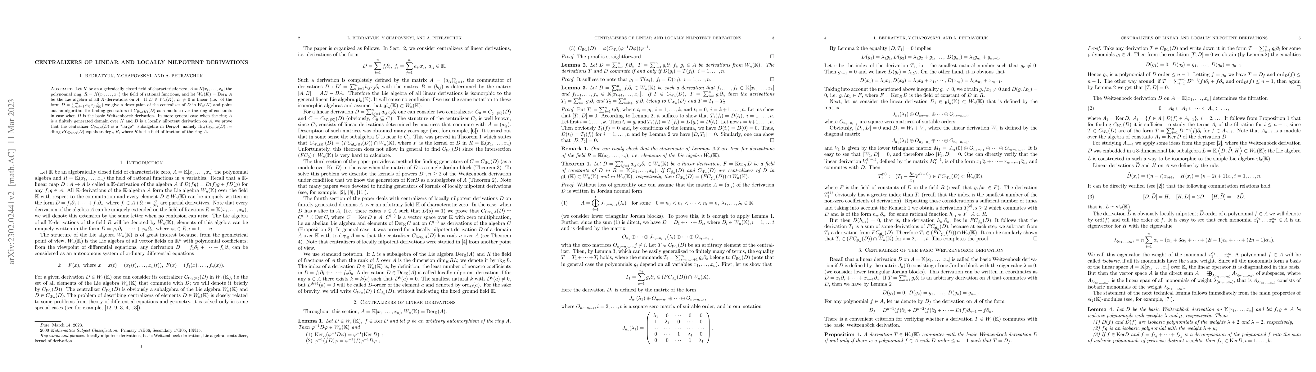 Thumbnail for Centralizers of linear and locally nilpotent derivations