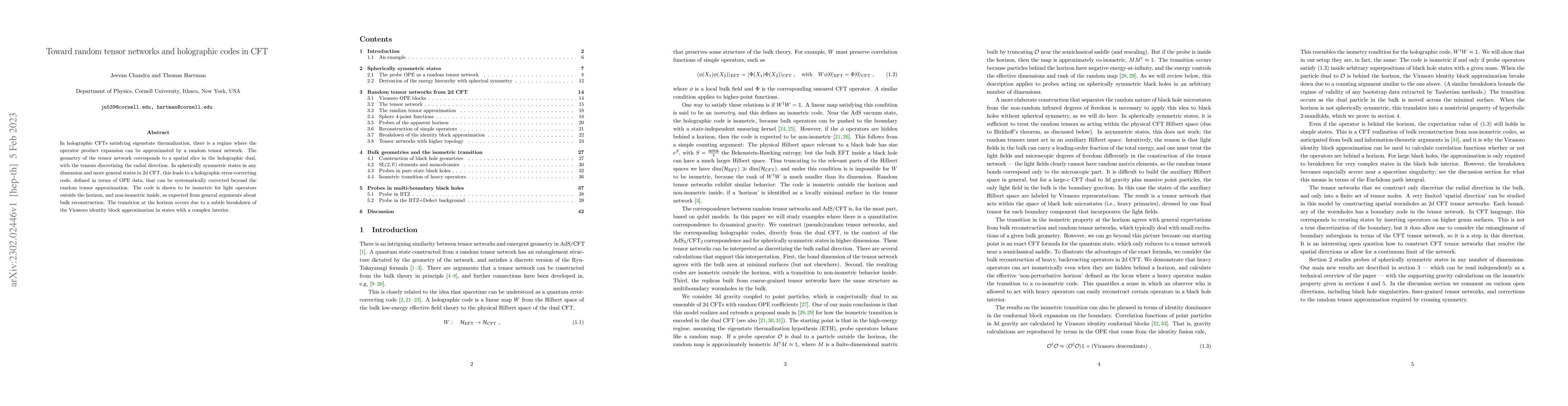 Thumbnail for Toward random tensor networks and holographic codes in CFT