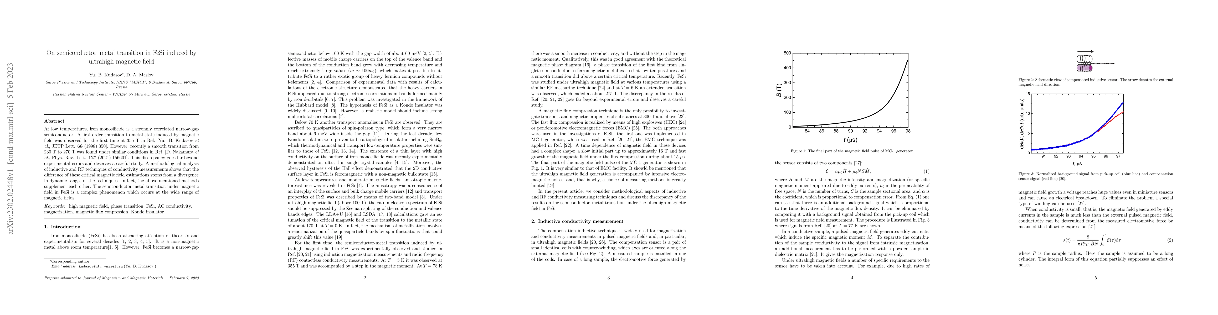 Thumbnail for On semiconductor--metal transition in FeSi induced by ultrahigh magnetic
  field