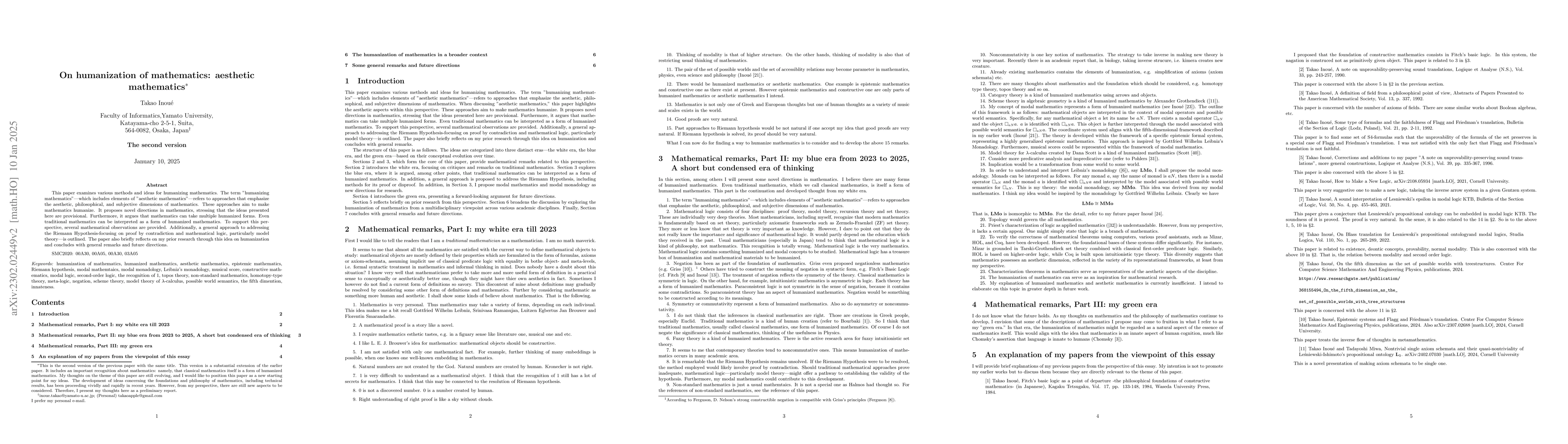 Thumbnail for On humanization of mathematics: aesthetic mathematics