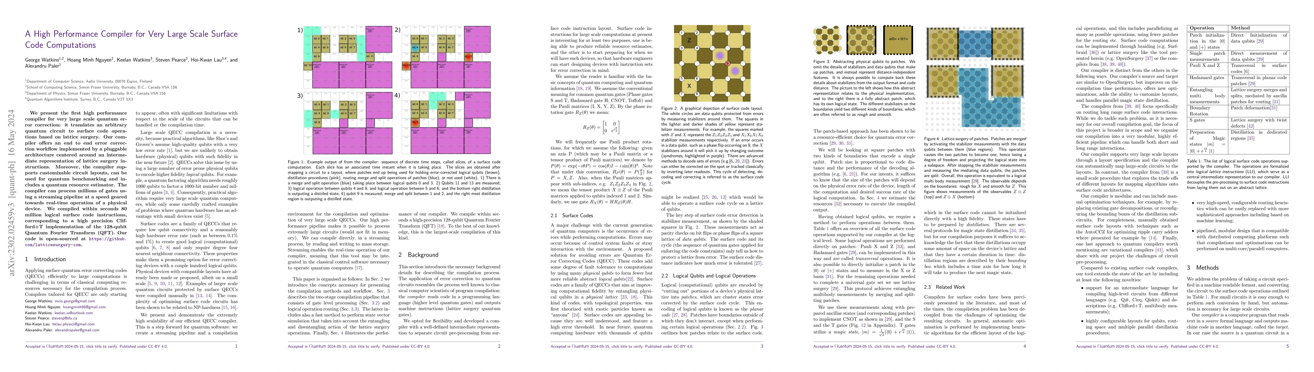 Thumbnail for A High Performance Compiler for Very Large Scale Surface Code
  Computations