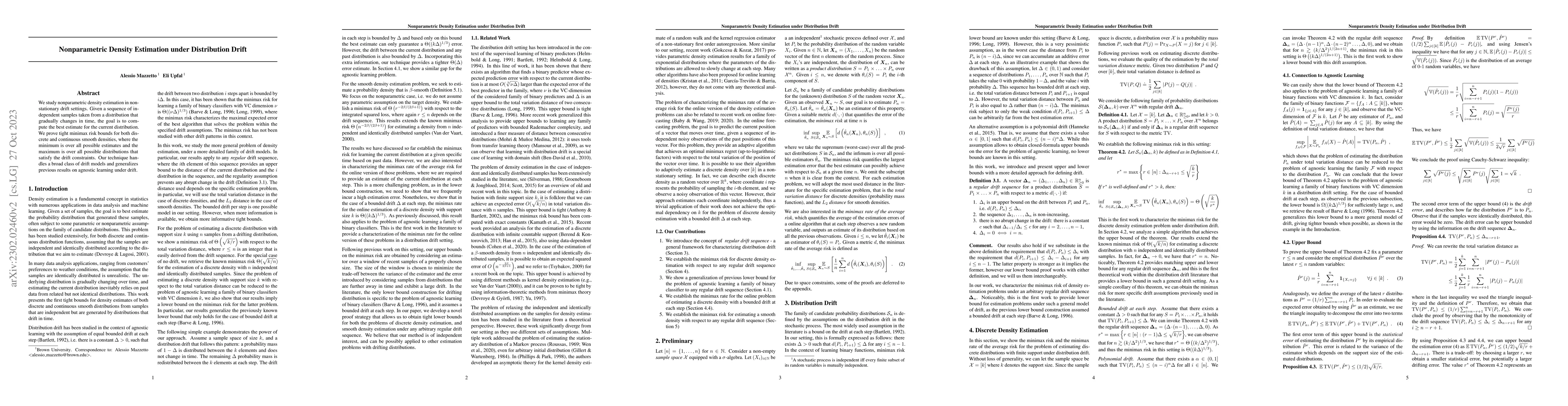 Thumbnail for Nonparametric Density Estimation under Distribution Drift