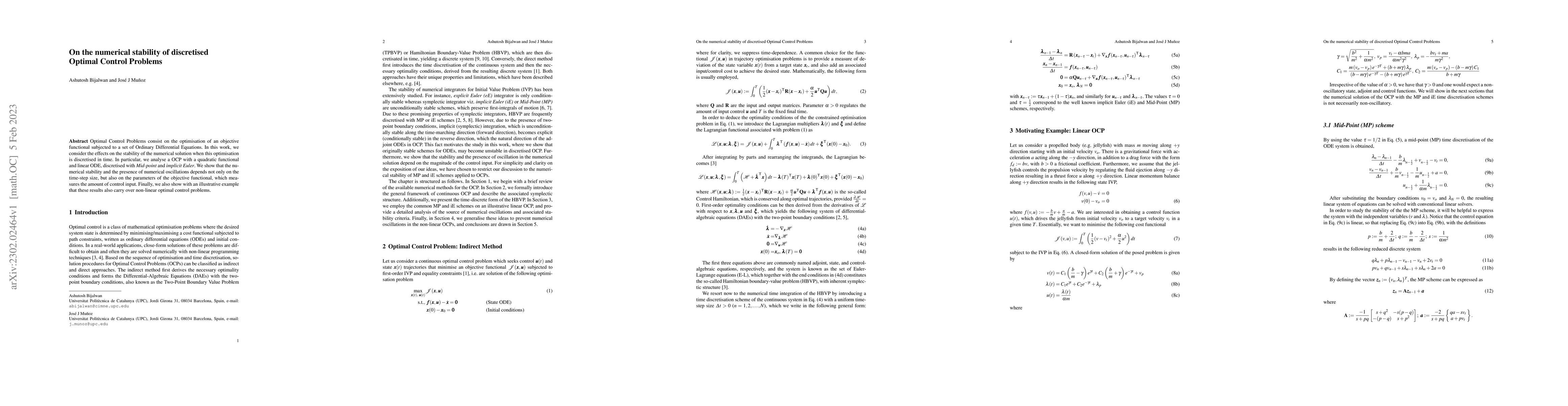 Thumbnail for On the numerical stability of discretised Optimal Control Problems