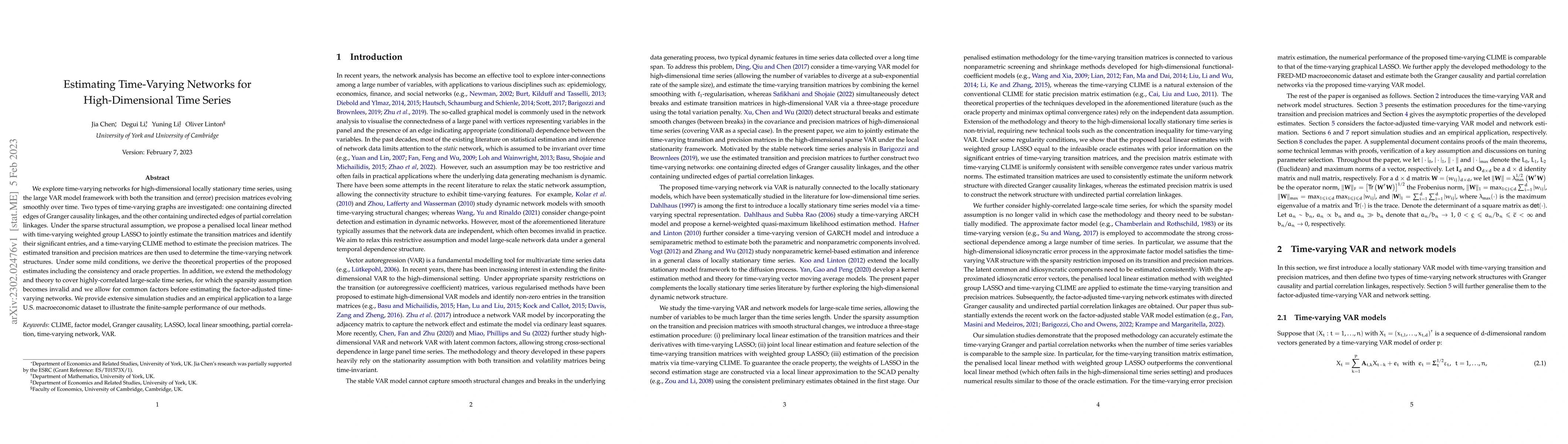 Thumbnail for Estimating Time-Varying Networks for High-Dimensional Time Series