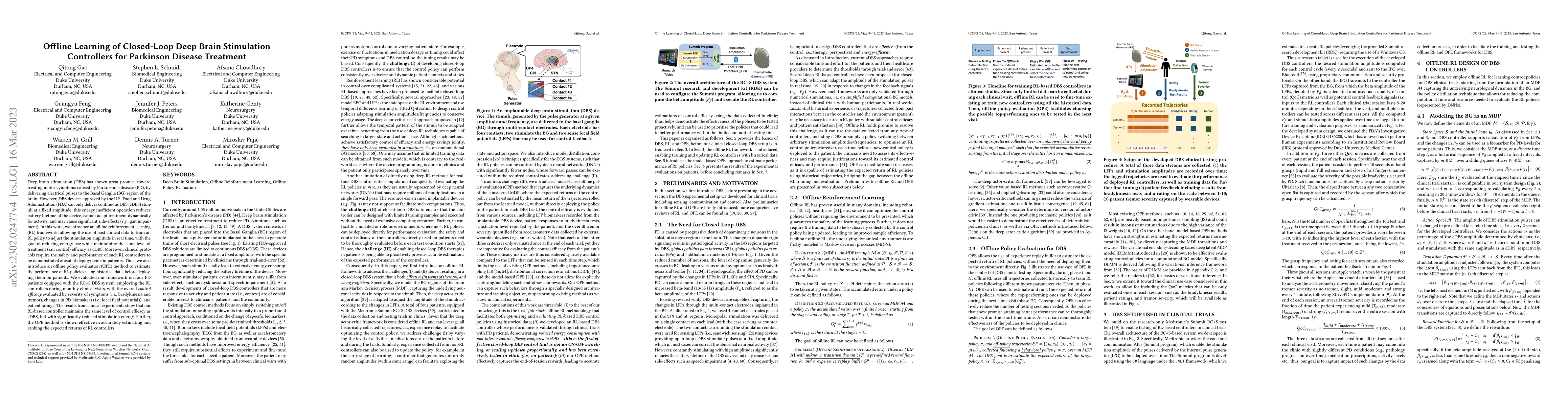 Thumbnail for Offline Learning of Closed-Loop Deep Brain Stimulation Controllers for
  Parkinson Disease Treatment
