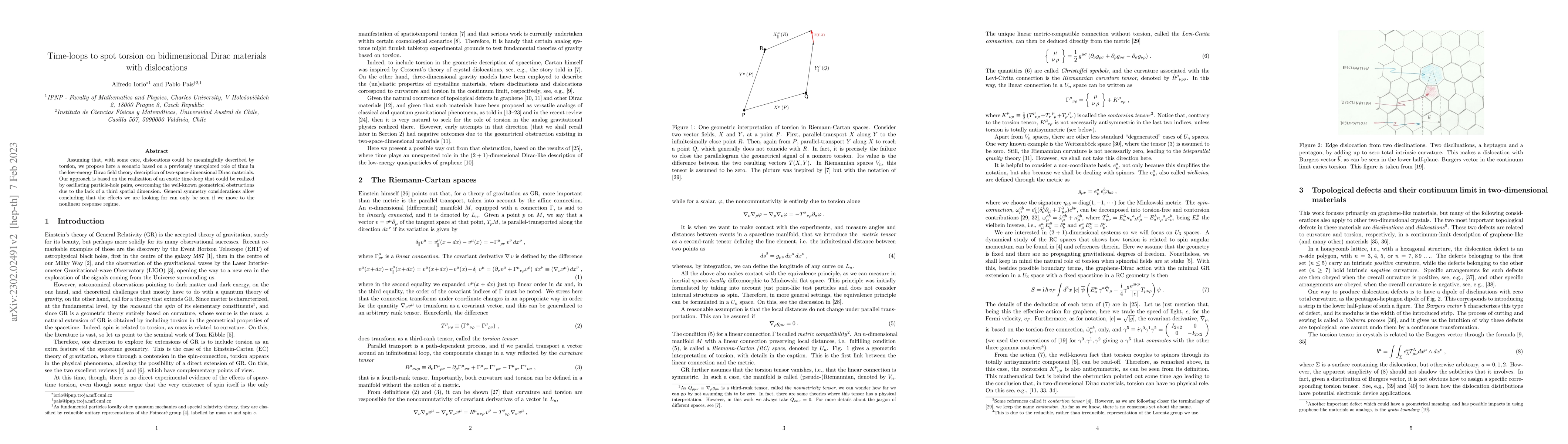 Thumbnail for Time-loops to spot torsion on bidimensional Dirac materials with
  dislocations