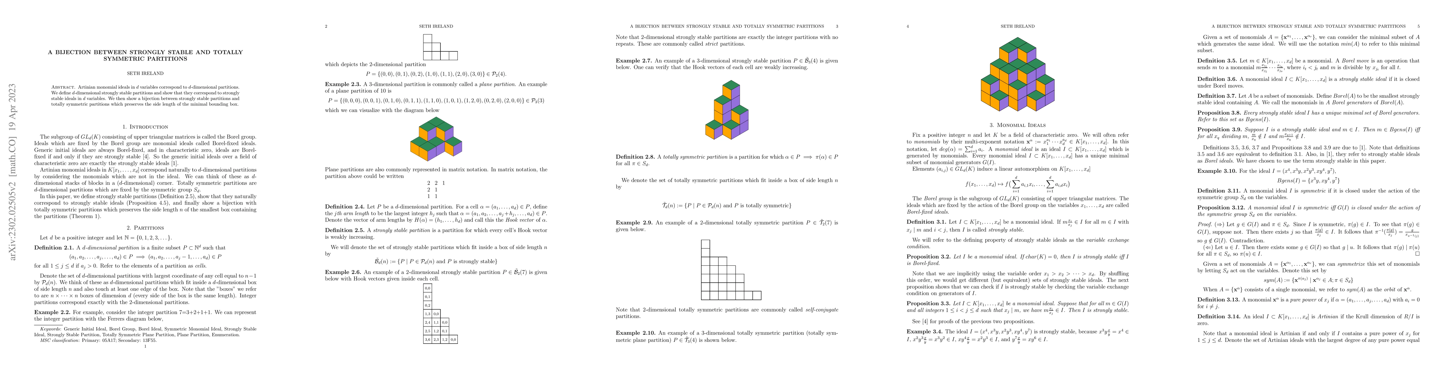 Thumbnail for A bijection between strongly stable and totally symmetric partitions