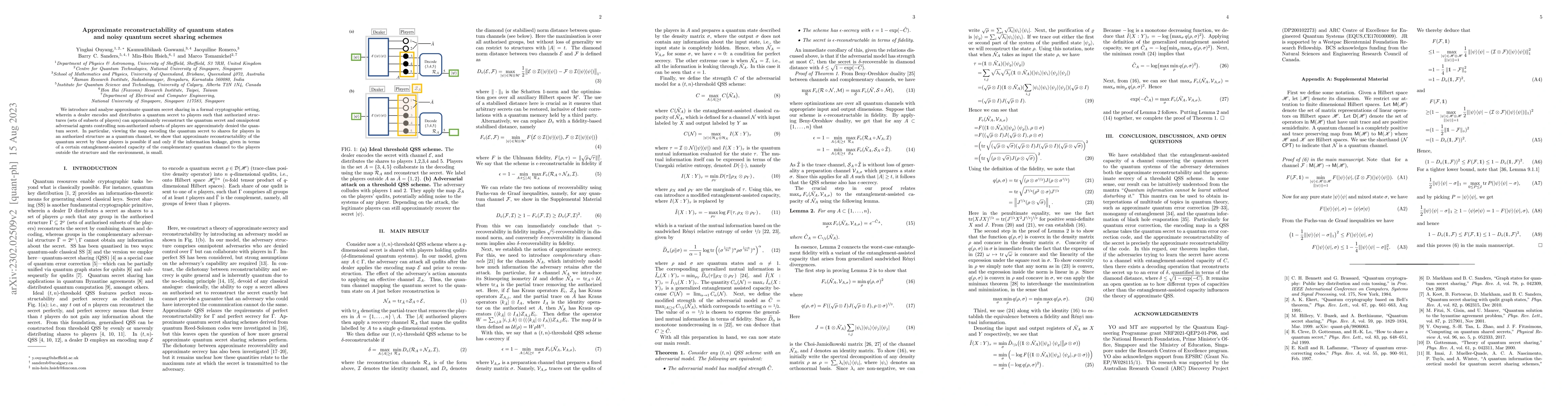 Thumbnail for Approximate reconstructability of quantum states and noisy quantum
  secret sharing schemes